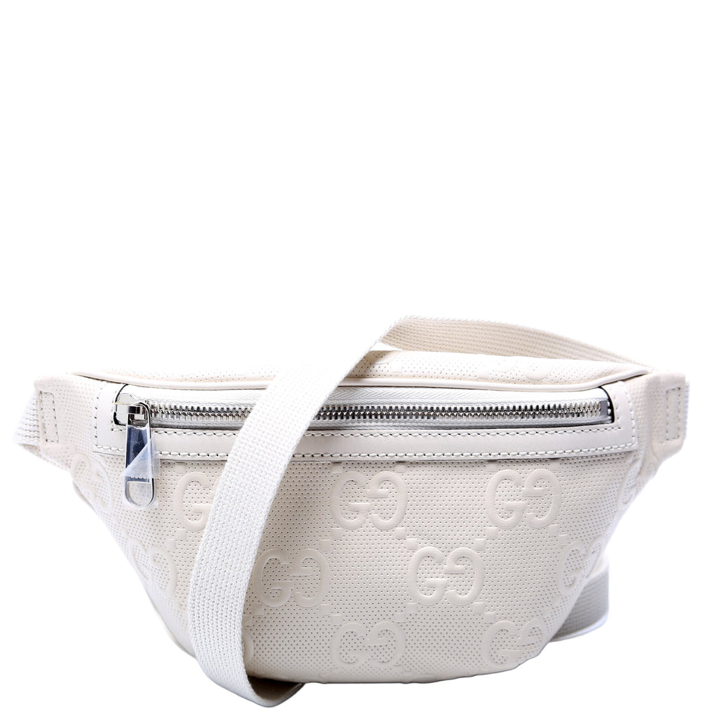 658582 GG Embossed Belt Bag White