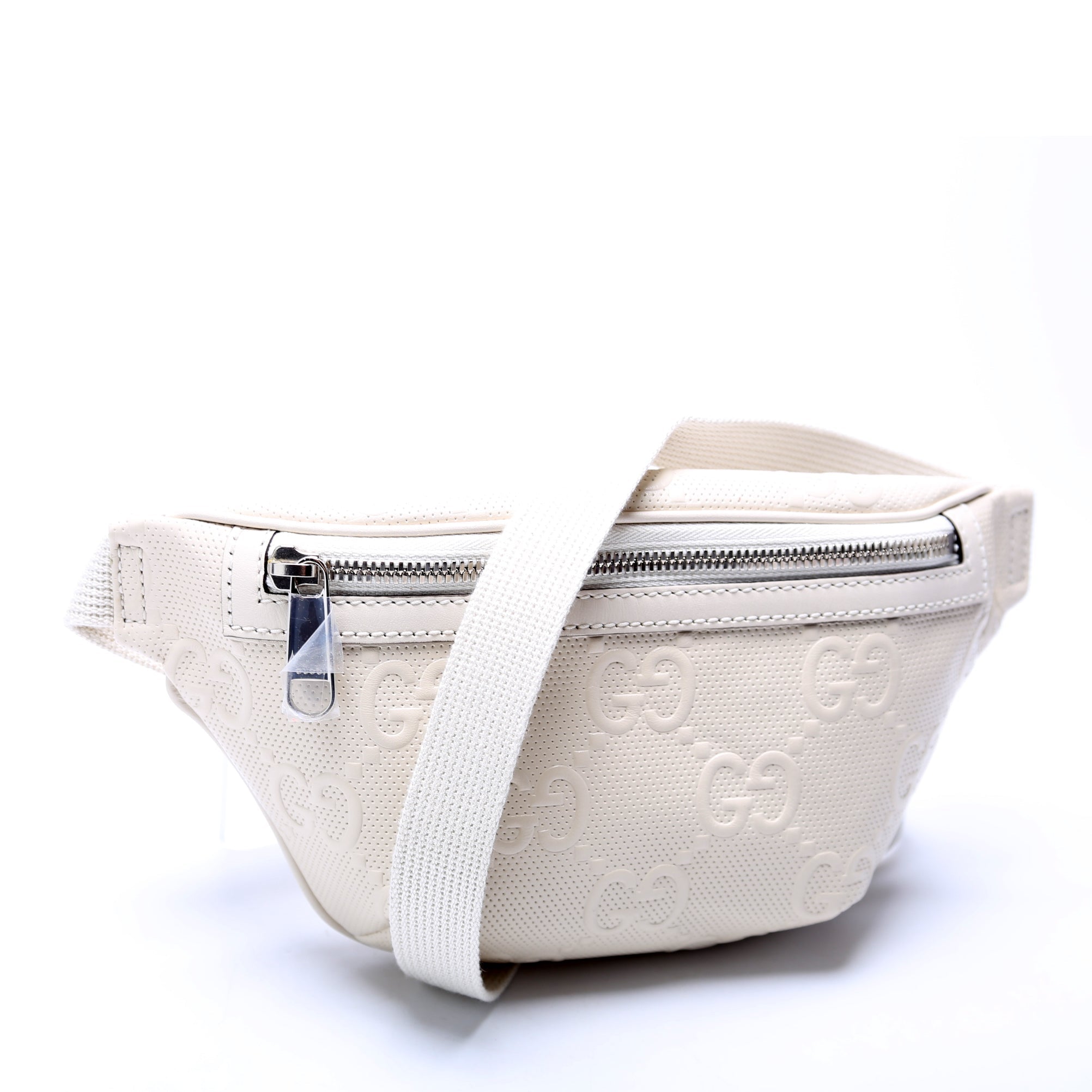 658582 GG Embossed Belt Bag White