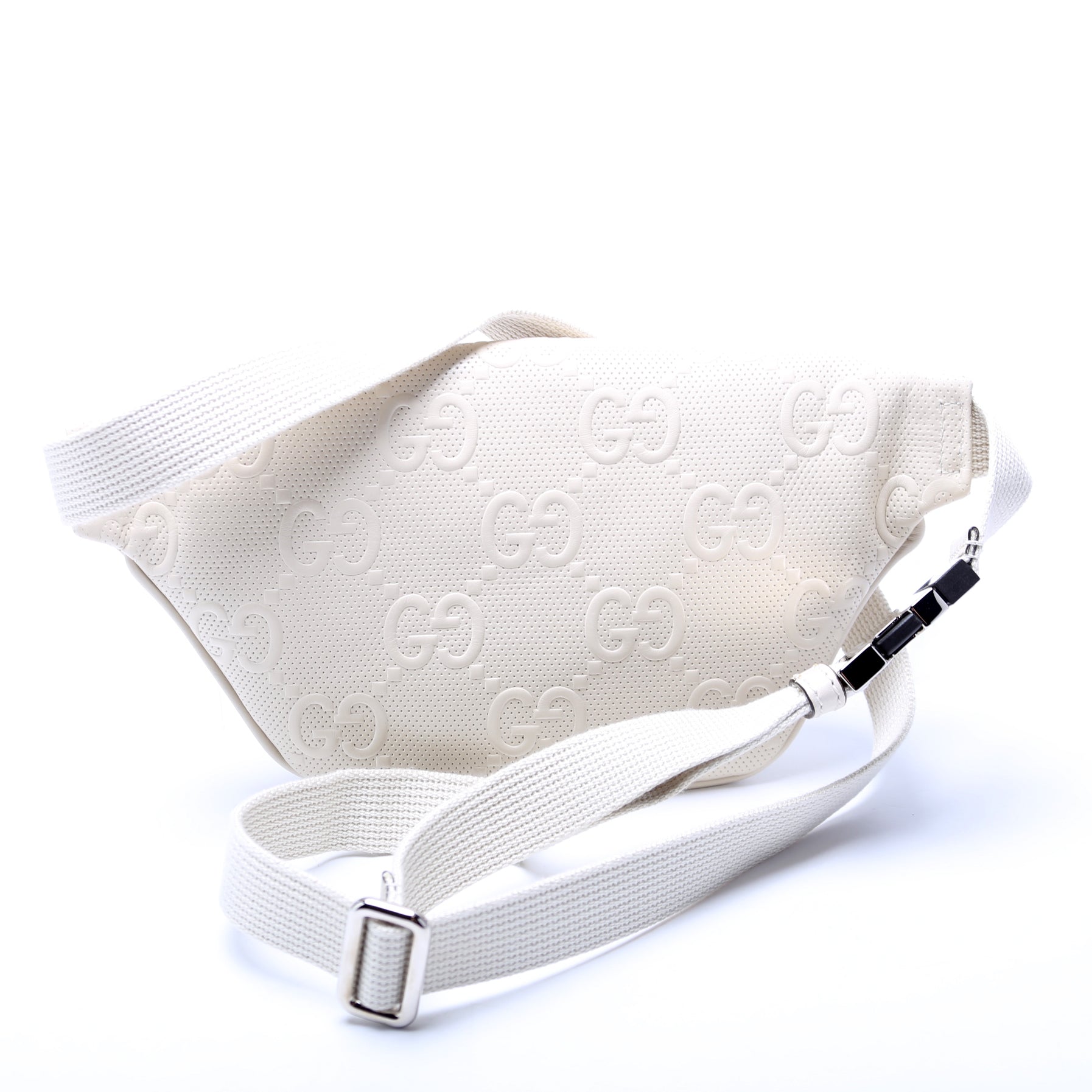 658582 GG Embossed Belt Bag White