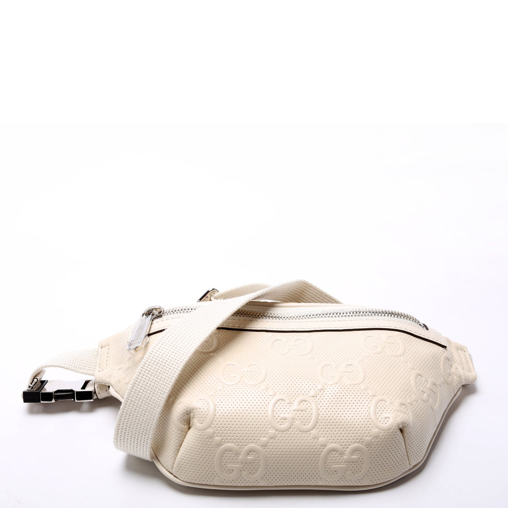 658582 GG Embossed Belt Bag White