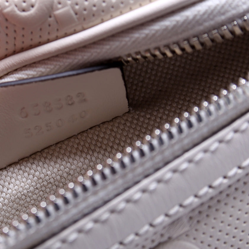 658582 GG Embossed Belt Bag White