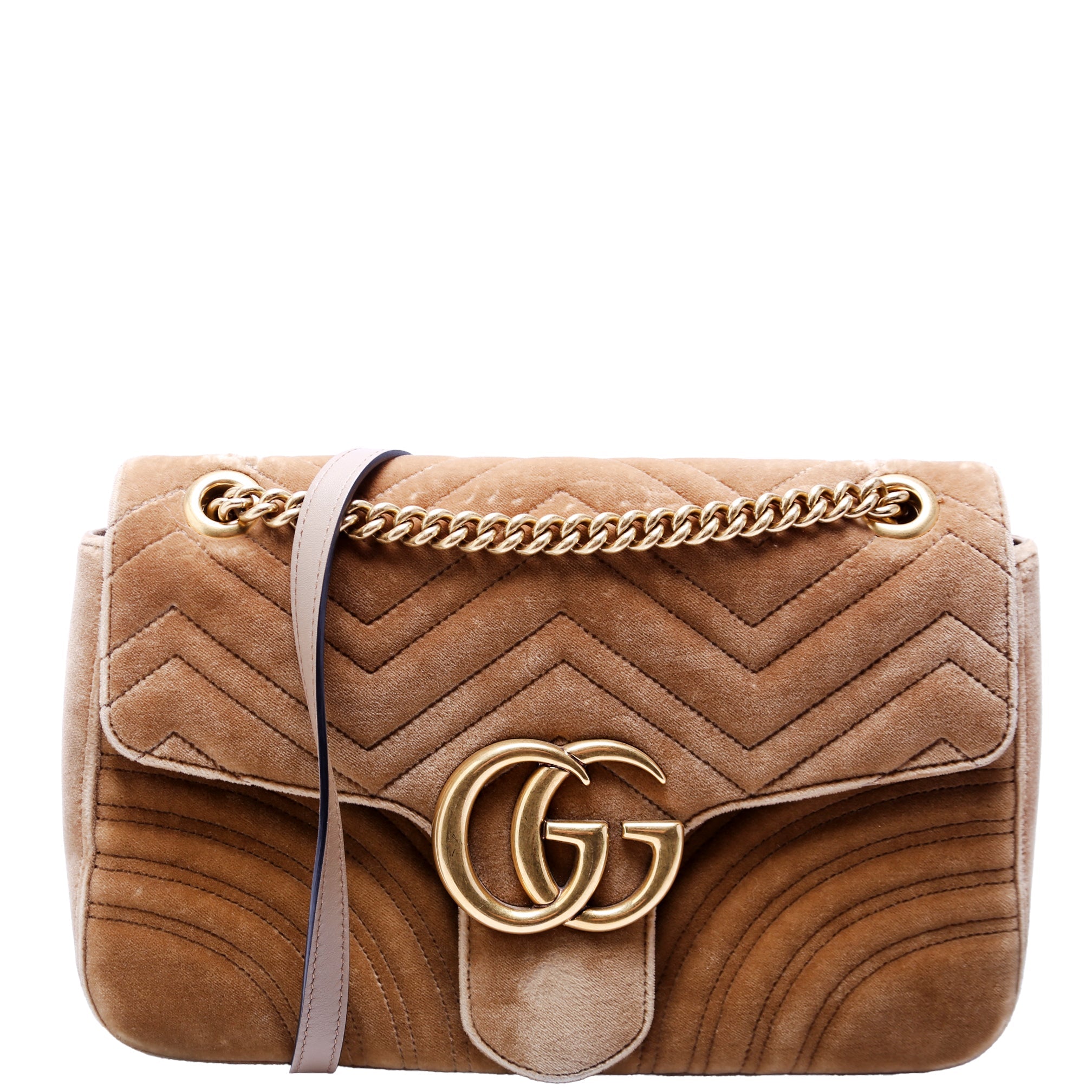 443496 Marmont Velvet Shoulder Medium Gold