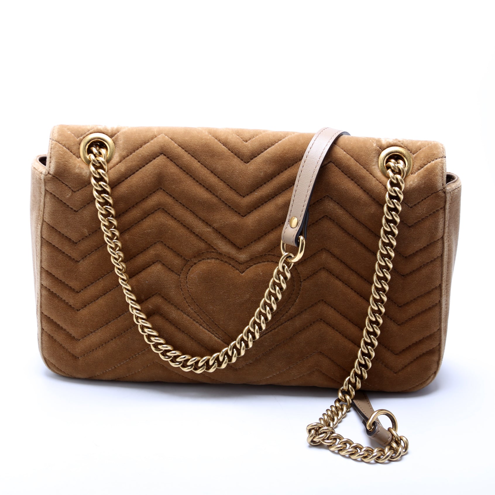 443496 Marmont Velvet Shoulder Medium Gold