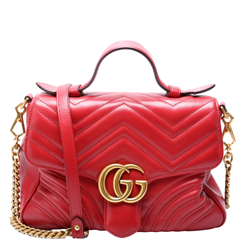 Gucci 498110 GG Marmont Small Top Handle Red