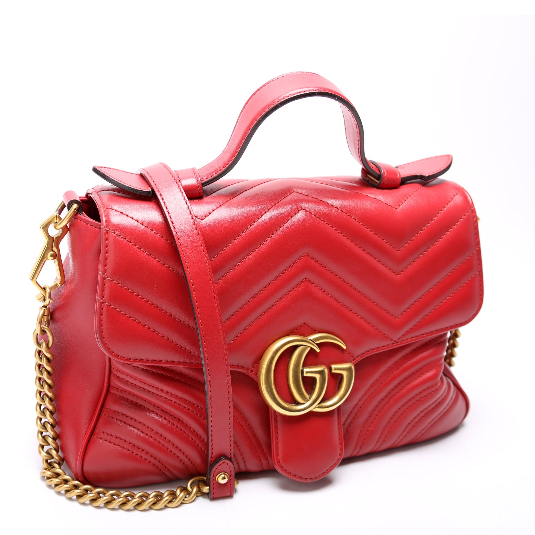 Gucci 498110 GG Marmont Small Top Handle Red