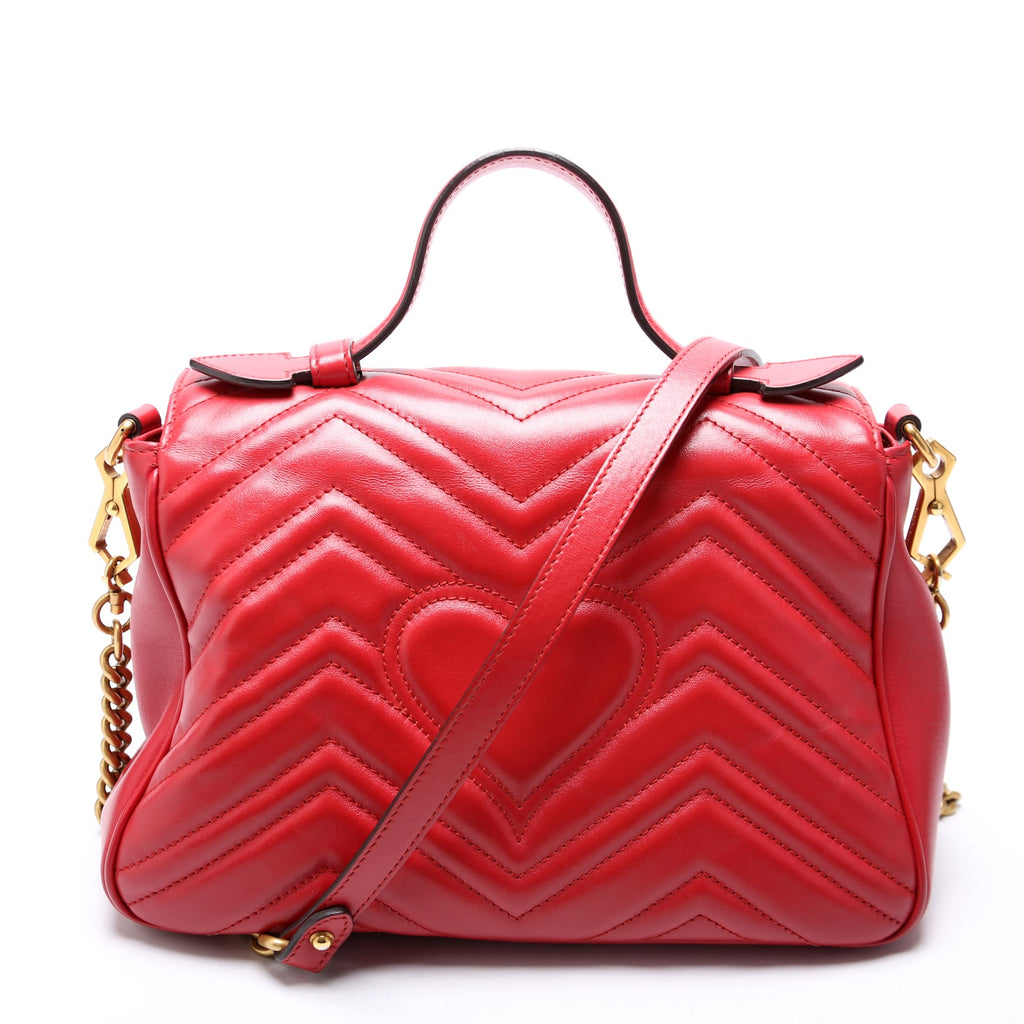 Gucci 498110 GG Marmont Small Top Handle Red