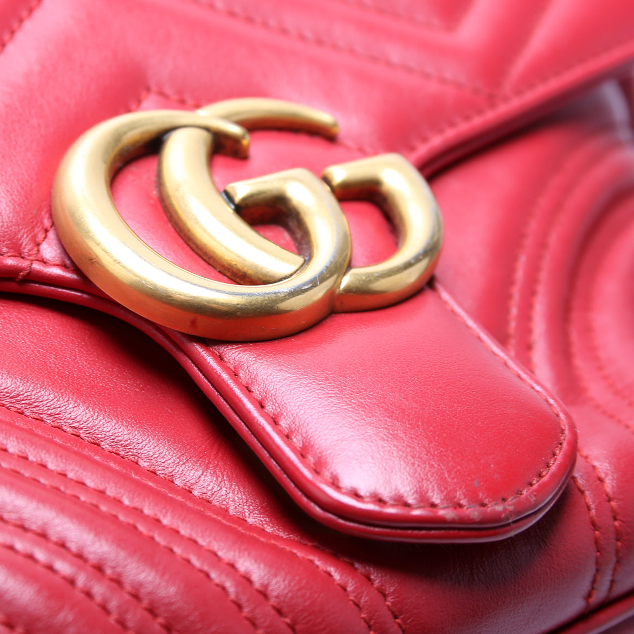 Gucci 498110 GG Marmont Small Top Handle Red