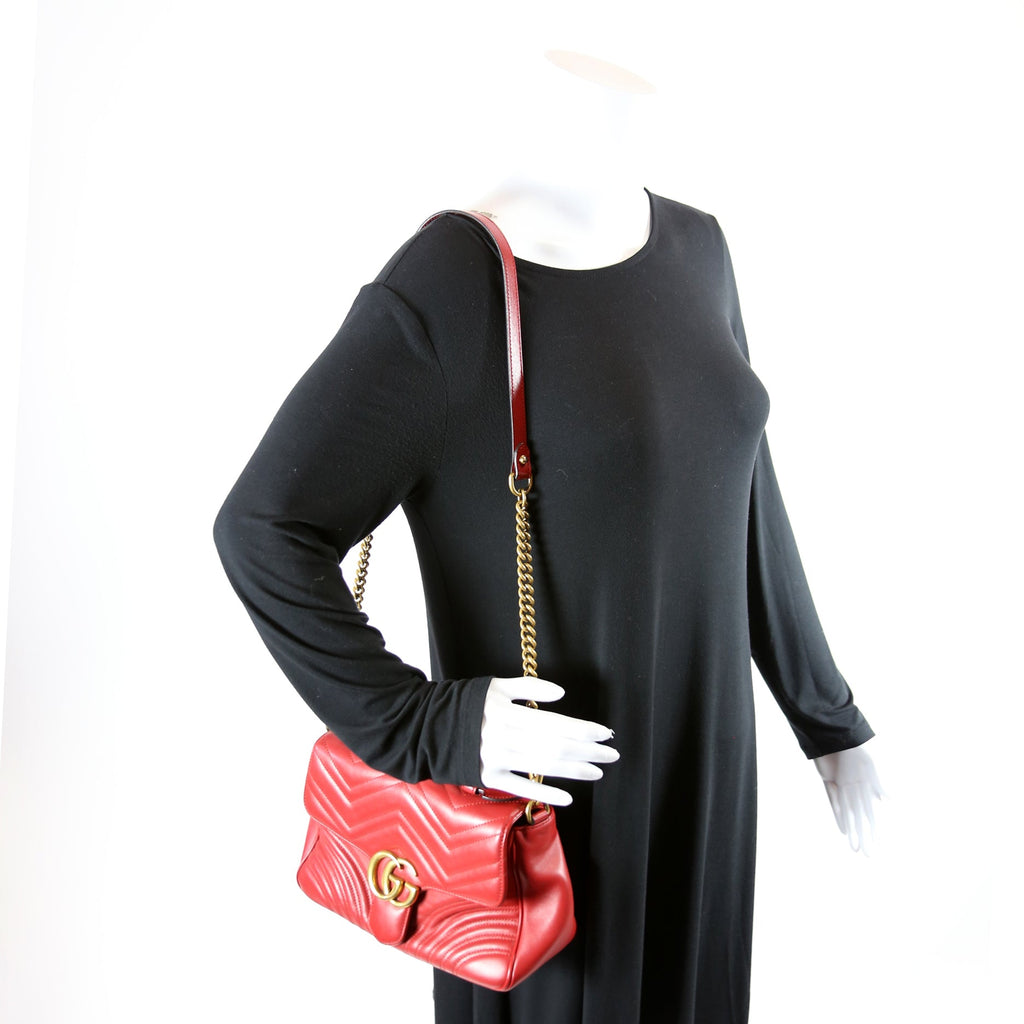 Gucci 498110 GG Marmont Small Top Handle Red