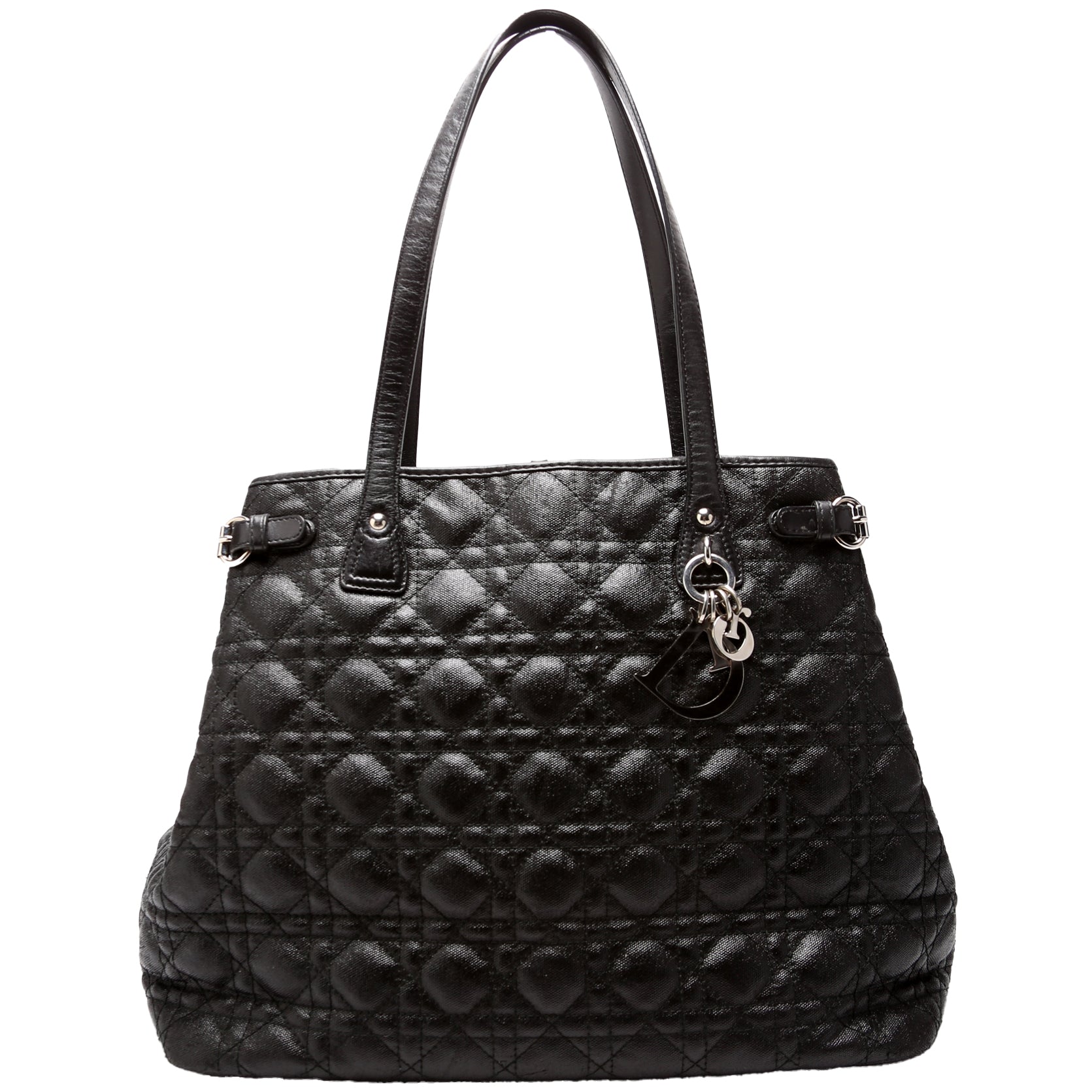 Panarea Medium Coated Canvas Cannage Black