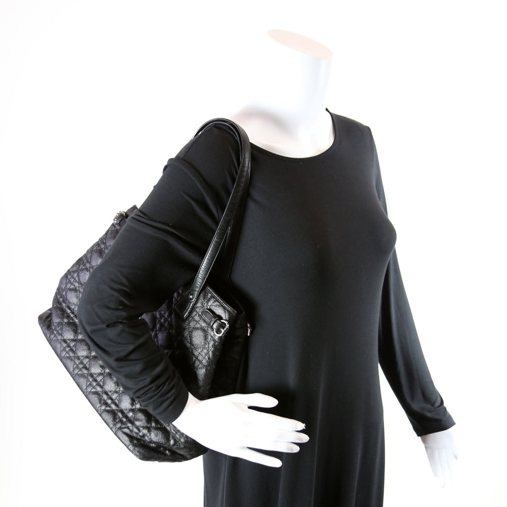 Panarea Medium Coated Canvas Cannage Black