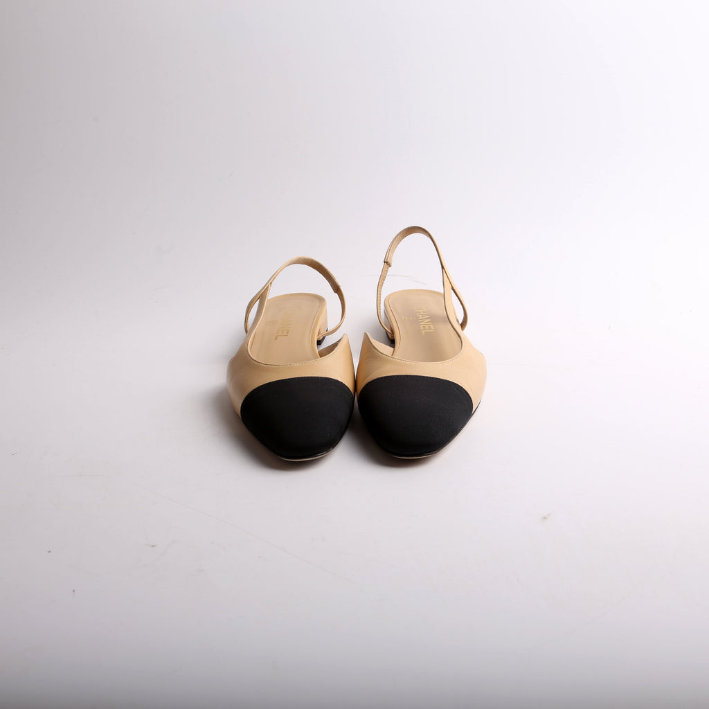 Cap Toe Slingback Flats Size 39