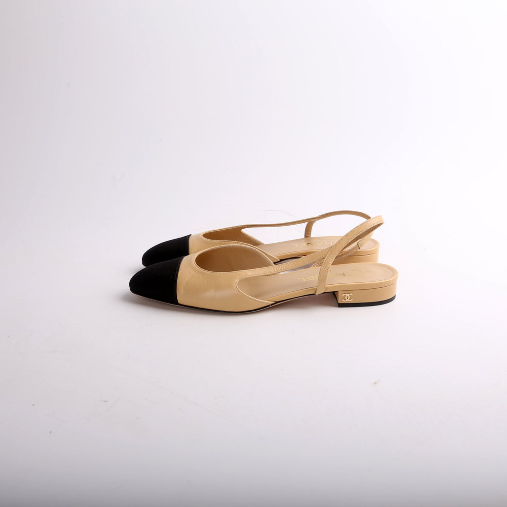 Cap Toe Slingback Flats Size 39