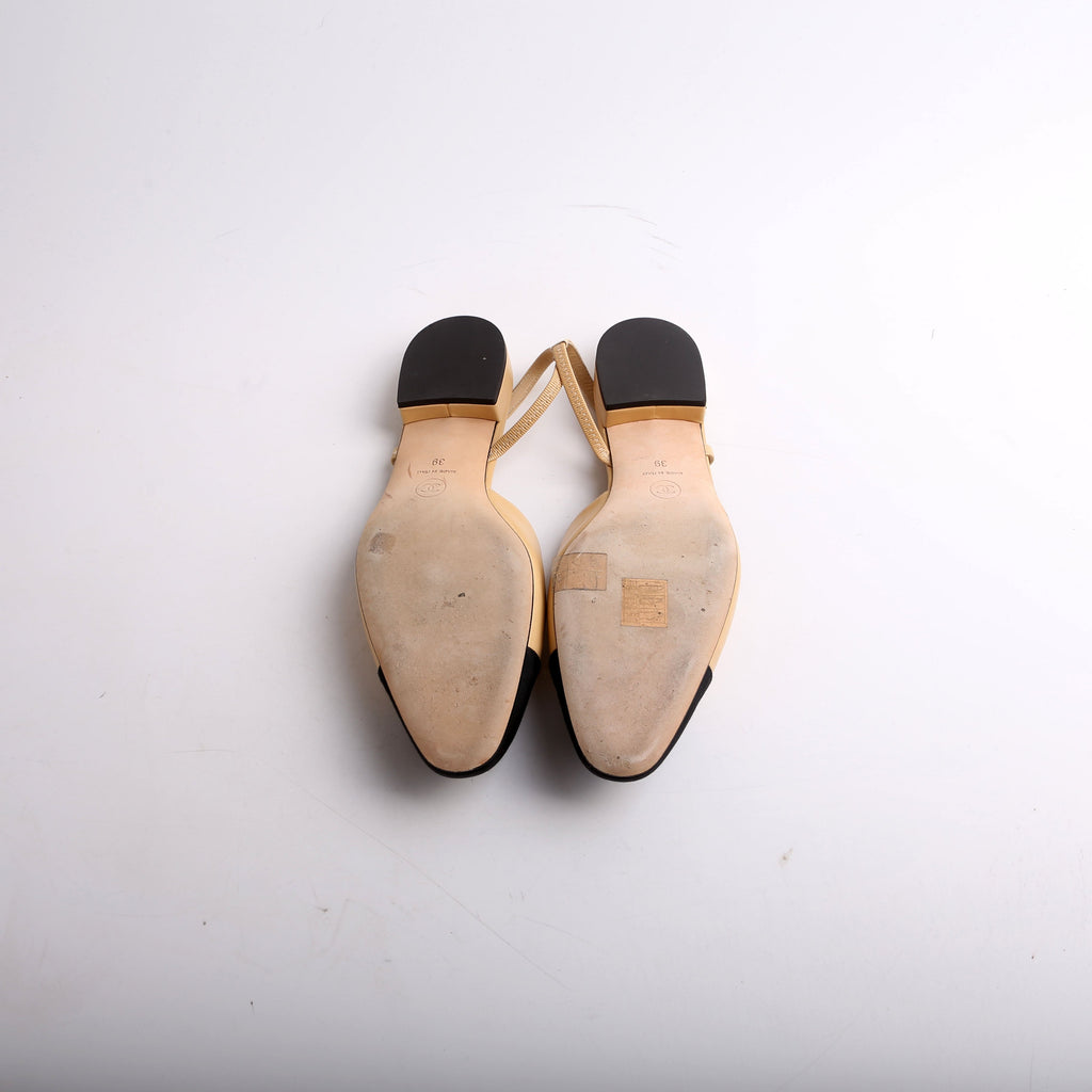Cap Toe Slingback Flats Size 39
