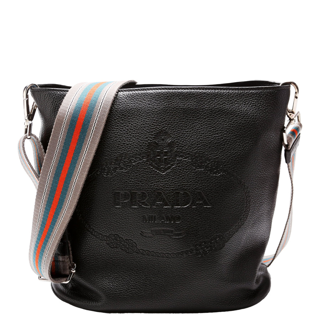 1BE057 Vitello Daino Phenix Bucket Bag Black