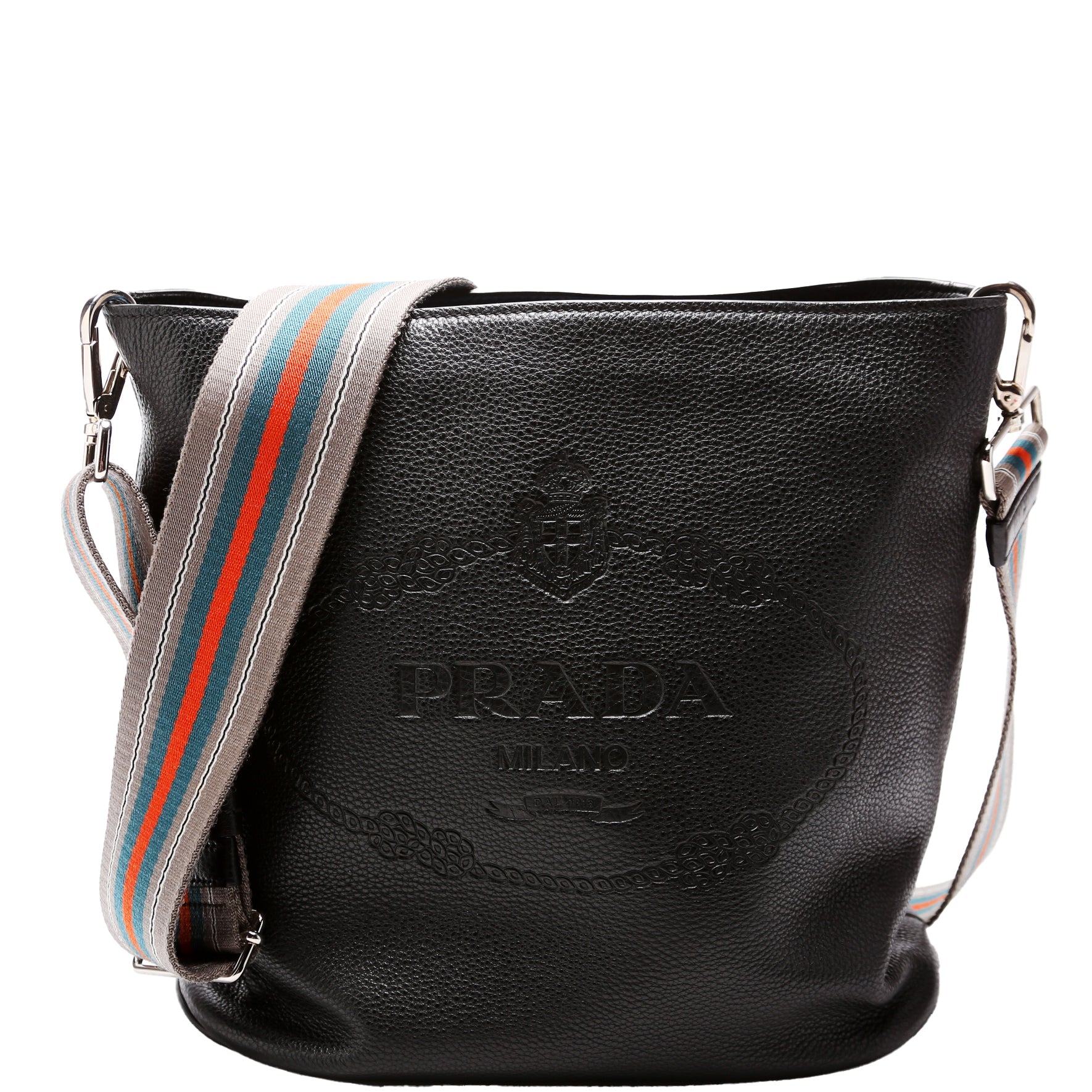 1BE057 Vitello Daino Phenix Bucket Bag Black
