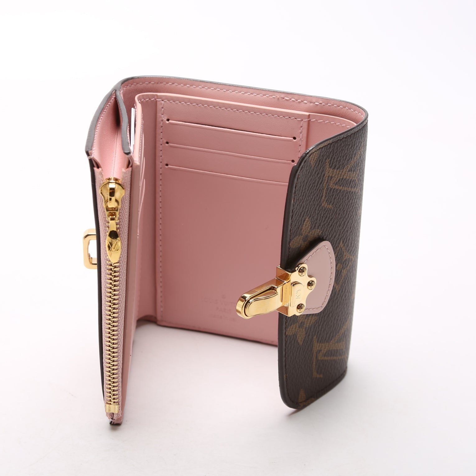 Cherrywood Compact Wallet Monogram Pink