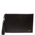 700524 Horsebit Leather Wrist Clutch Black