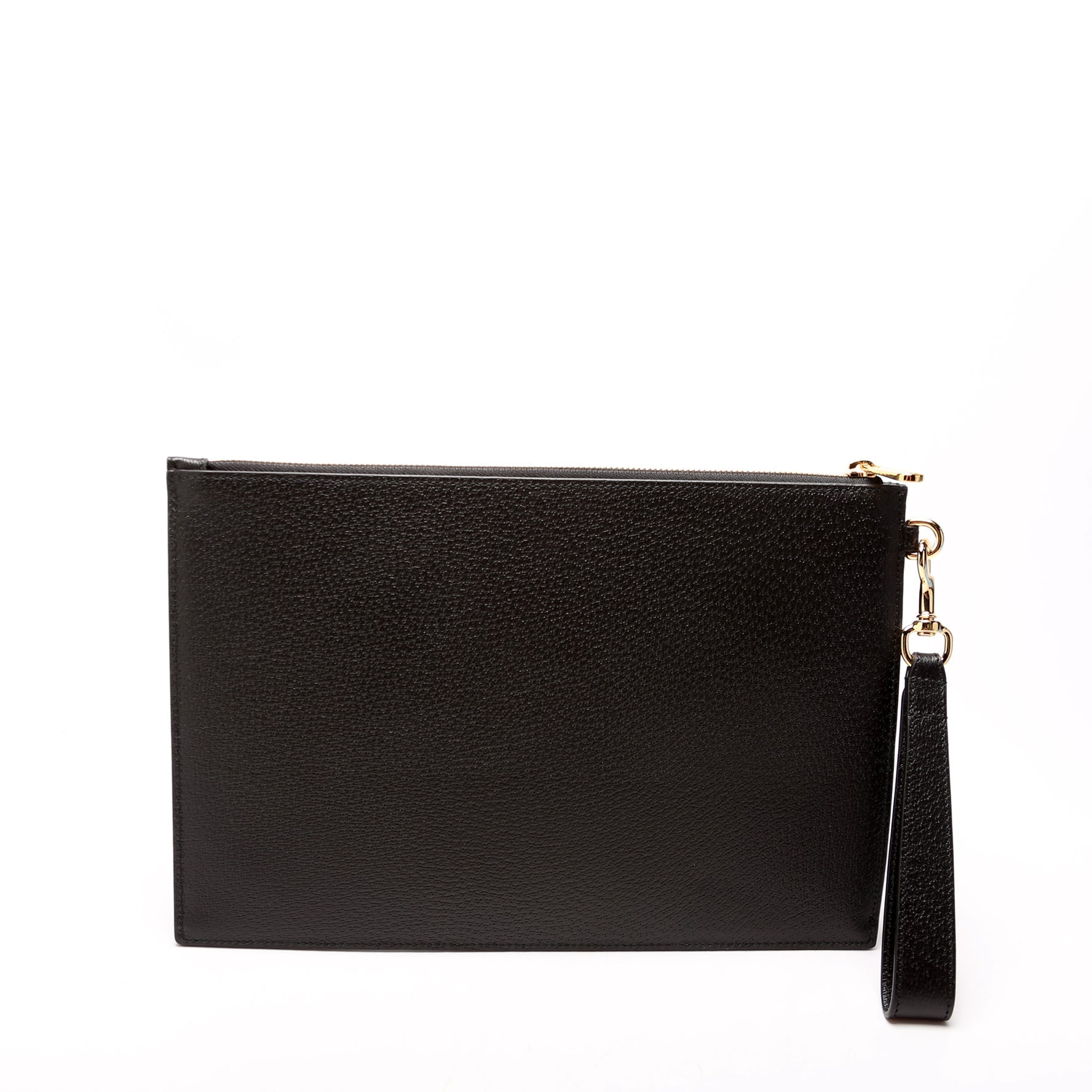 700524 Horsebit Leather Wrist Clutch Black