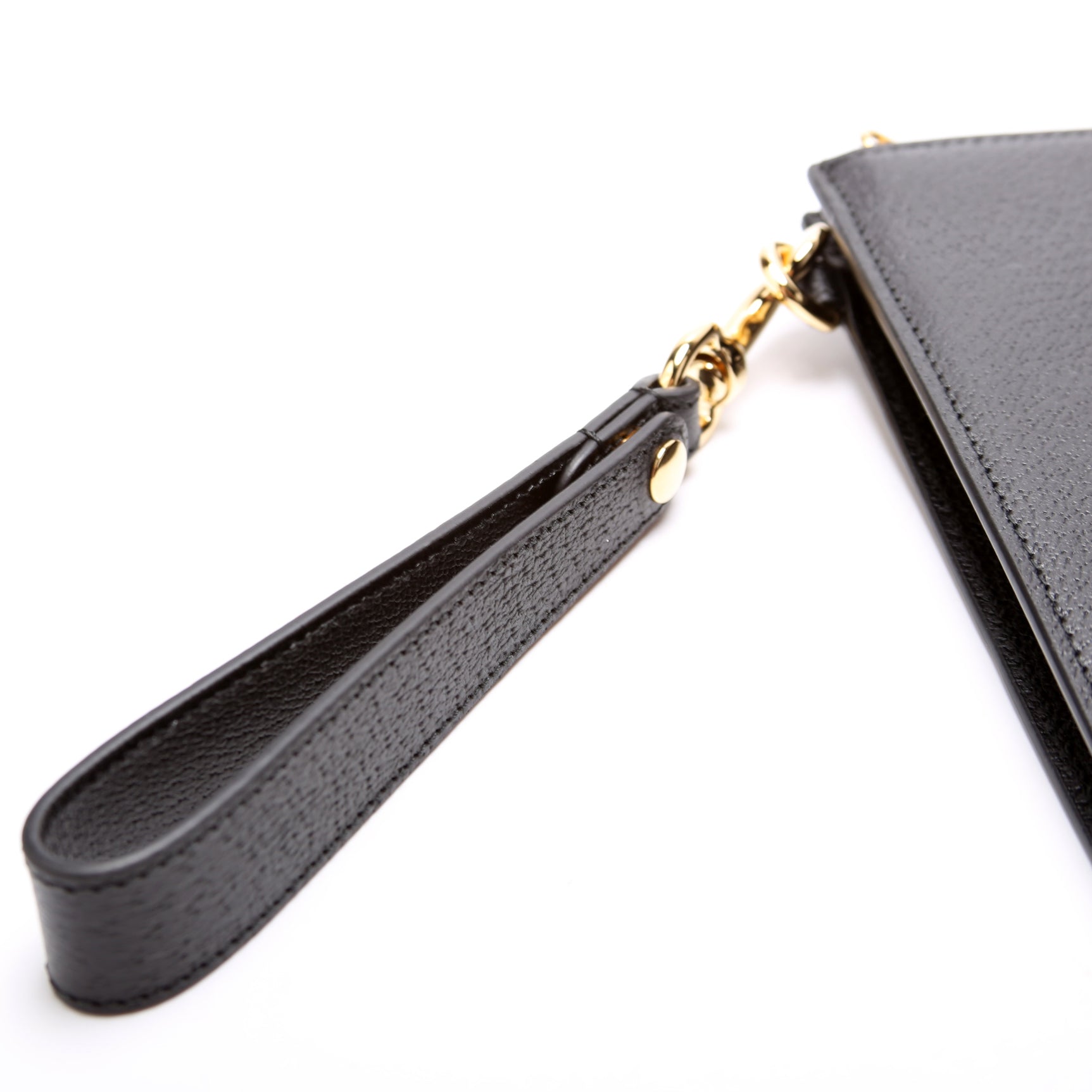 700524 Horsebit Leather Wrist Clutch Black
