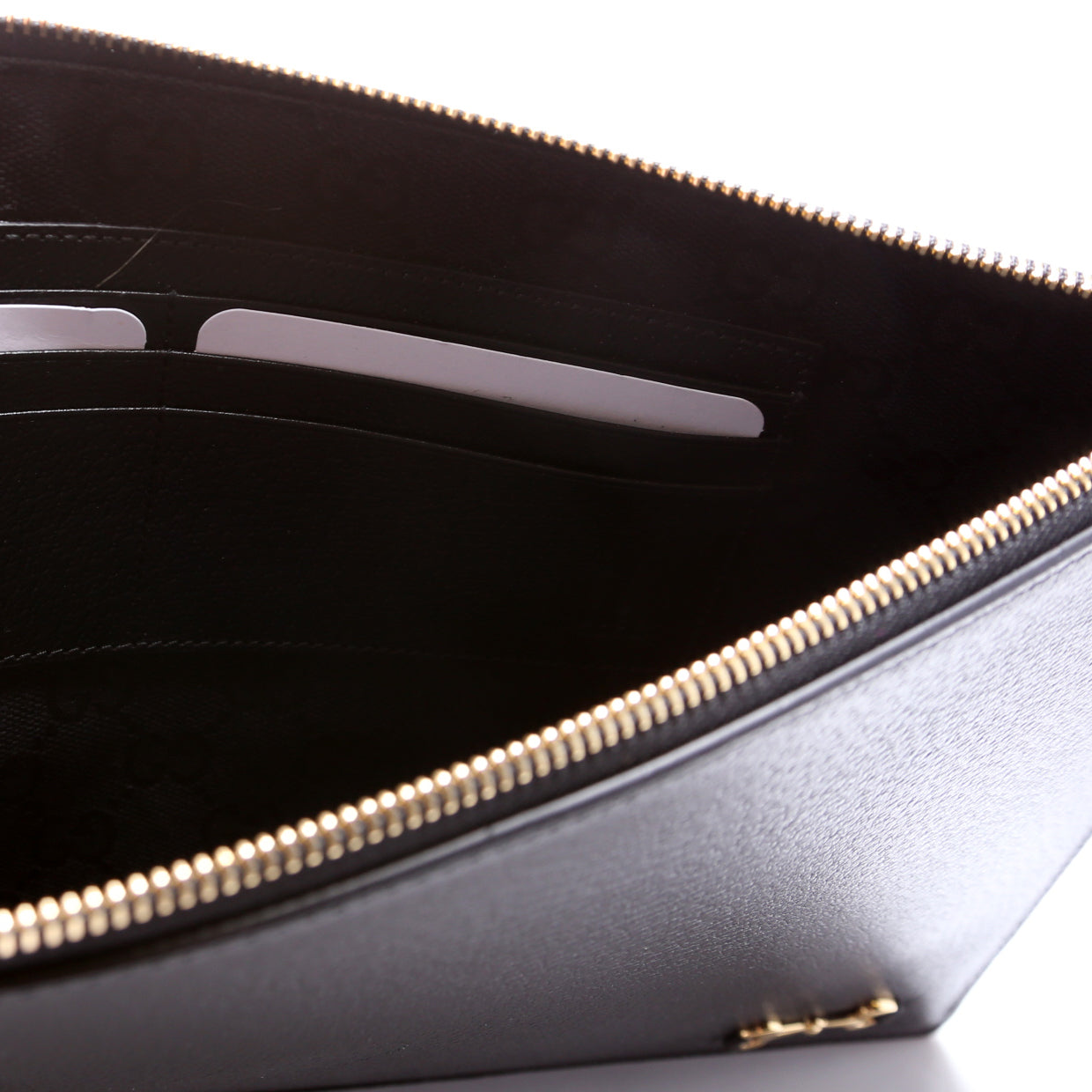 700524 Horsebit Leather Wrist Clutch Black