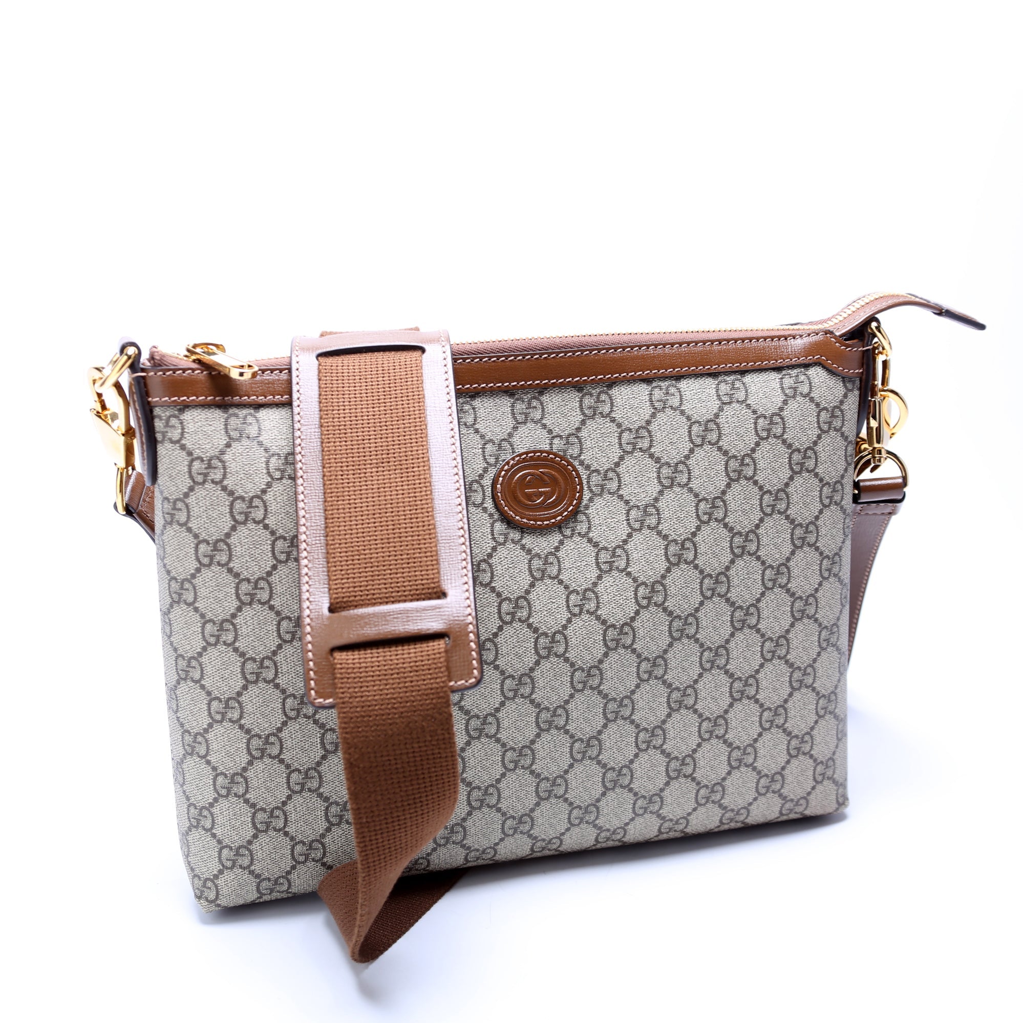 726833 GG Supreme Interlocking G Messenger Bag Brown