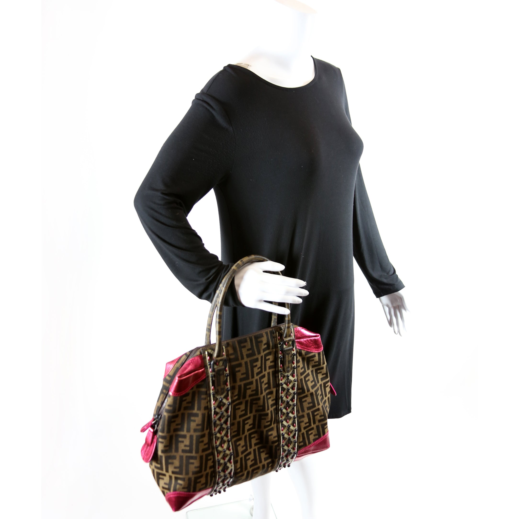 8BL096 Zucca Fabric Beaded Top Handle