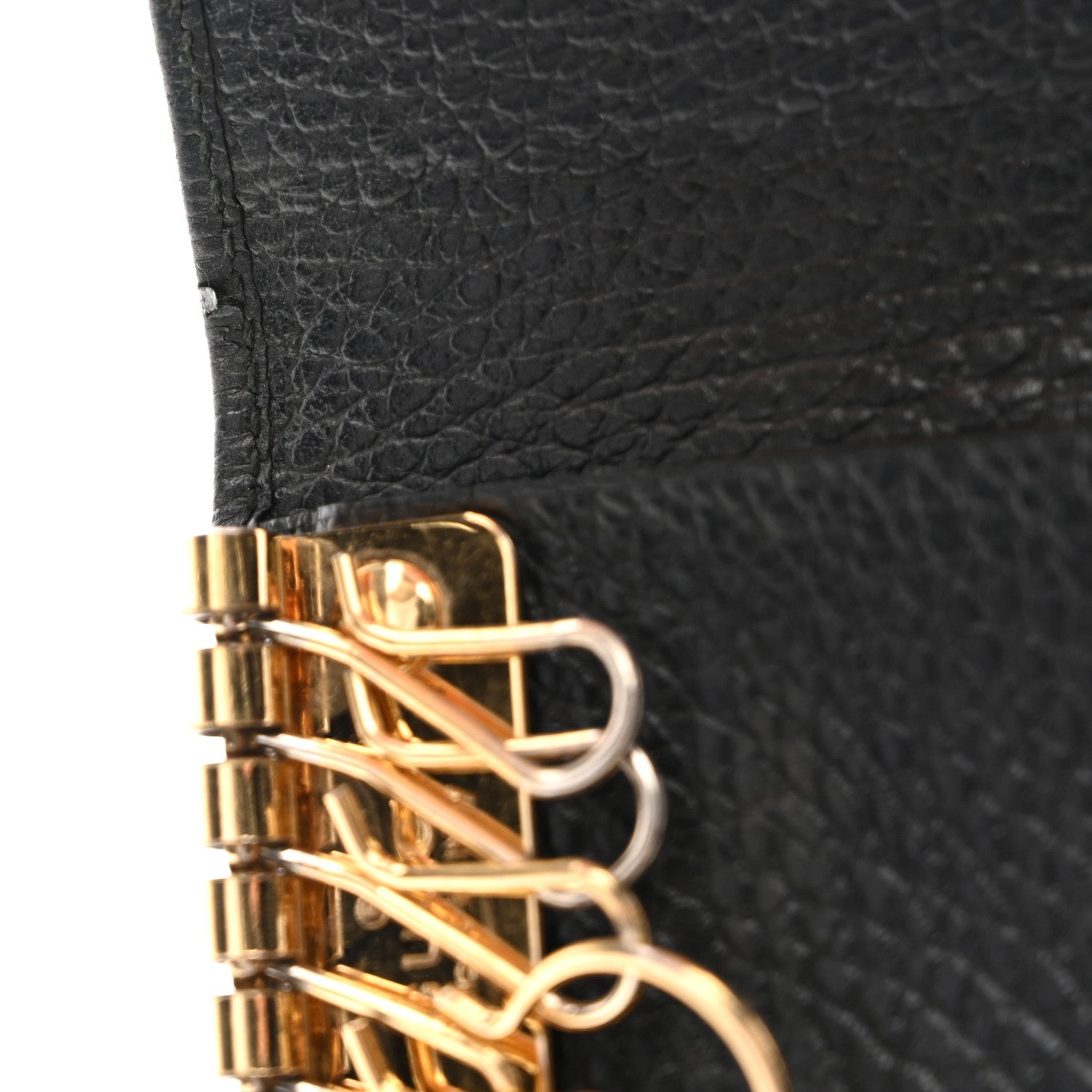 Gucci Pebbled Calfskin GG Marmont 6 Key Holder Black