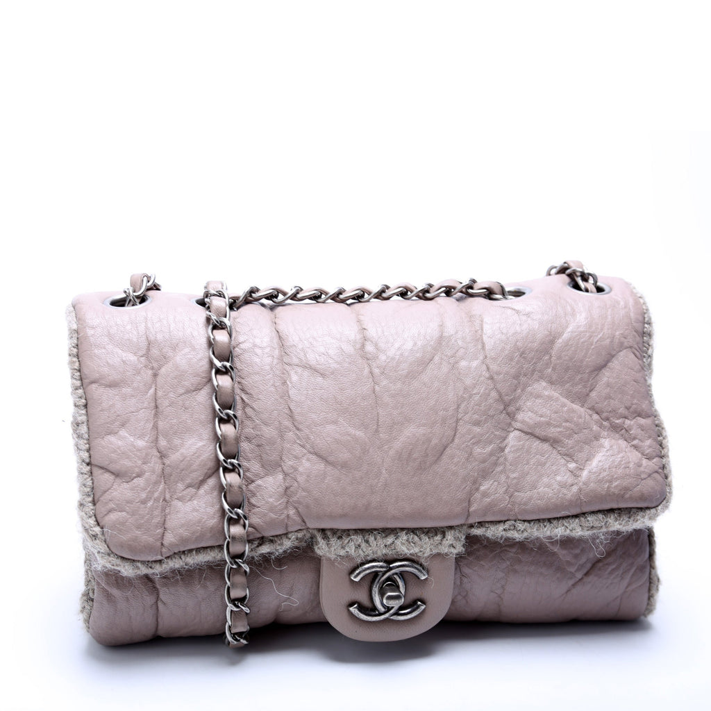 Chic Knit Mini Flap Bag Sheepskin/Wool 18M Grey