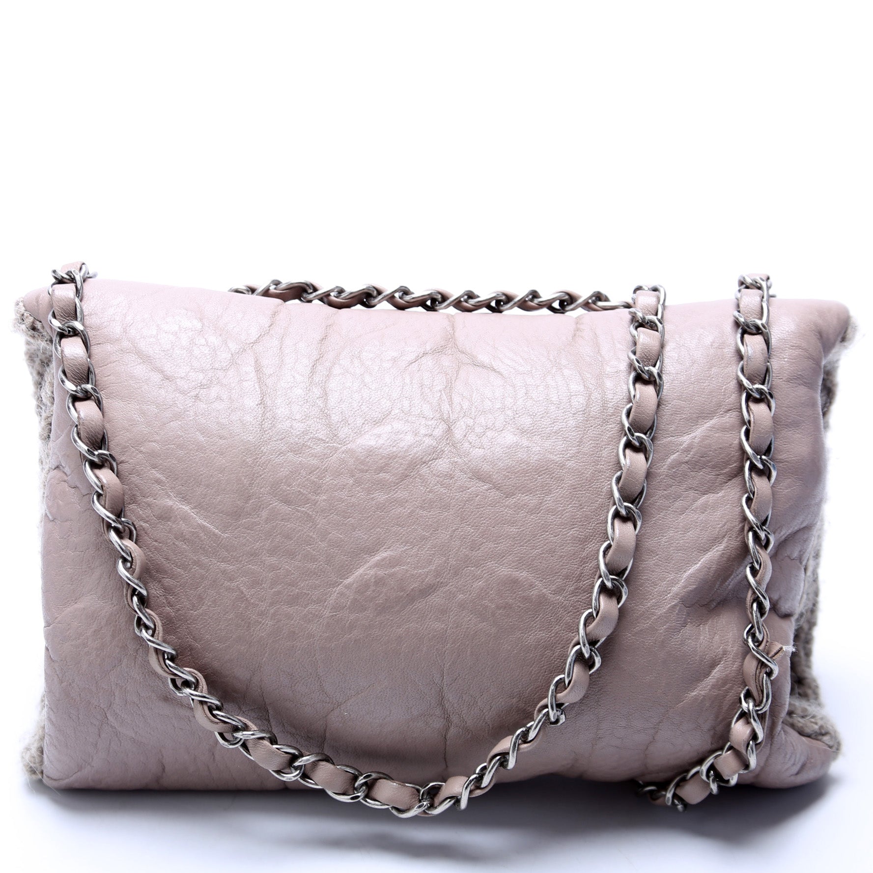 Chic Knit Mini Flap Bag Sheepskin/Wool 18M Grey