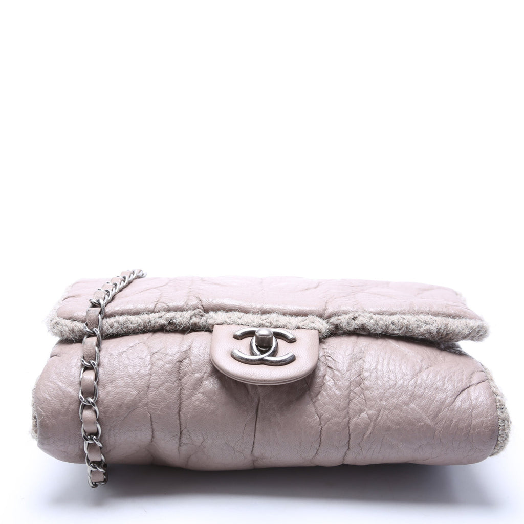 Chic Knit Mini Flap Bag Sheepskin/Wool 18M Grey