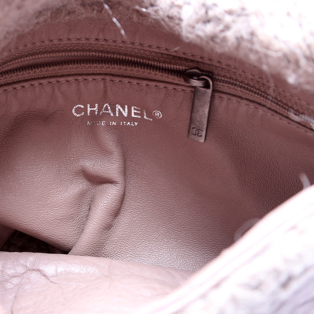 Chic Knit Mini Flap Bag Sheepskin/Wool 18M Grey