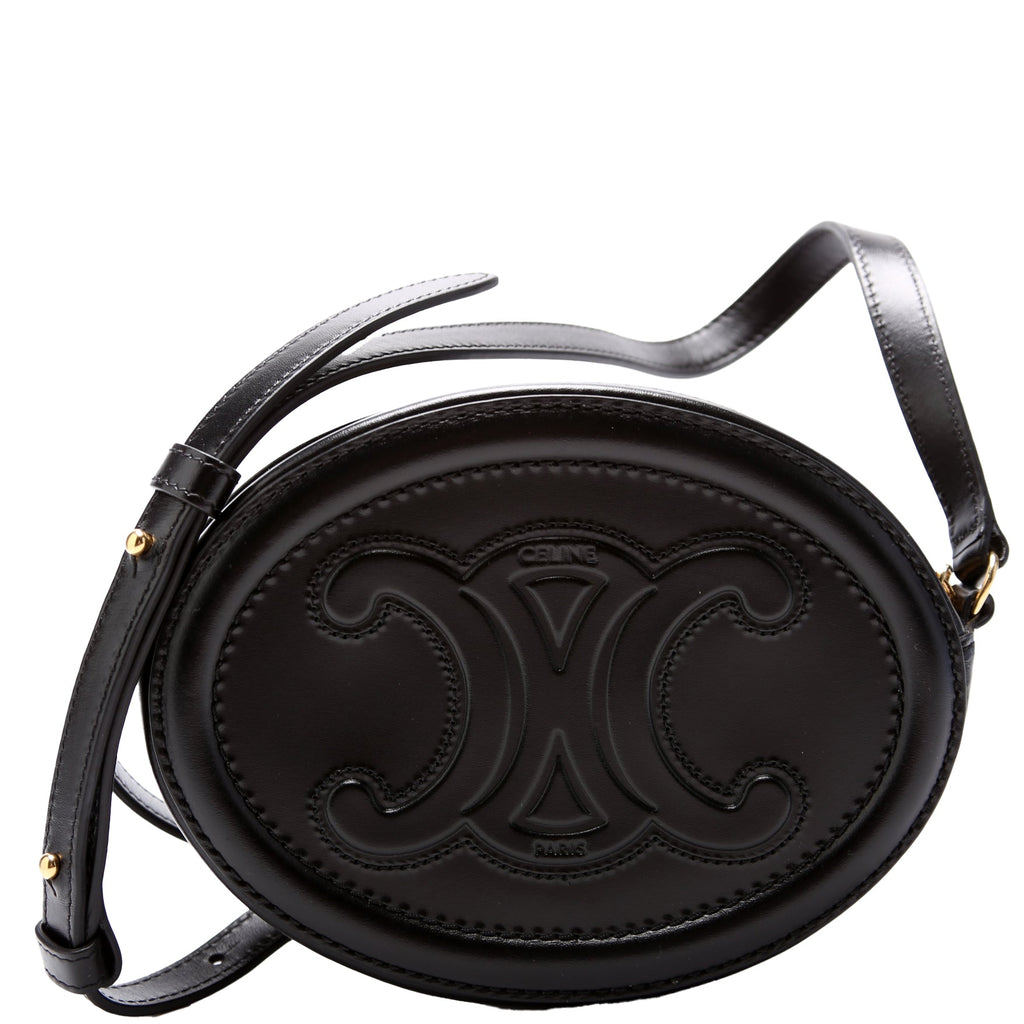 Cuir Triomphe Small Oval Bag Calfskin Black