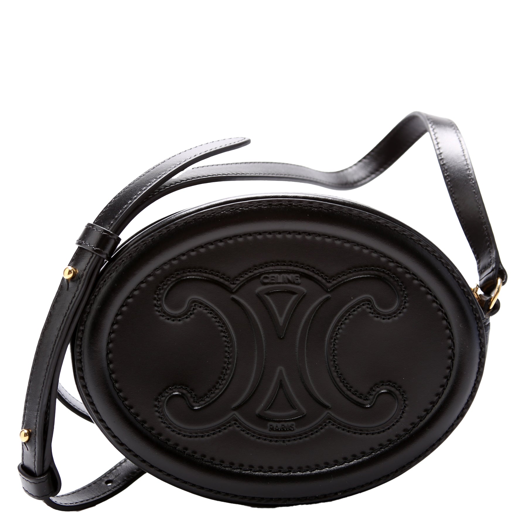 Cuir Triomphe Small Oval Bag Calfskin Black