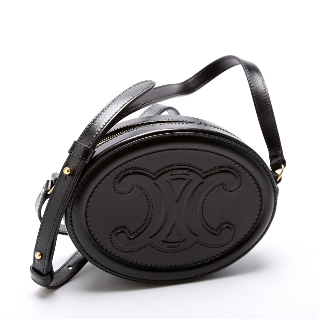 Cuir Triomphe Small Oval Bag Calfskin Black