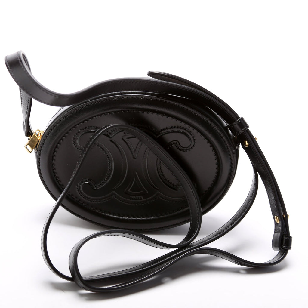 Cuir Triomphe Small Oval Bag Calfskin Black