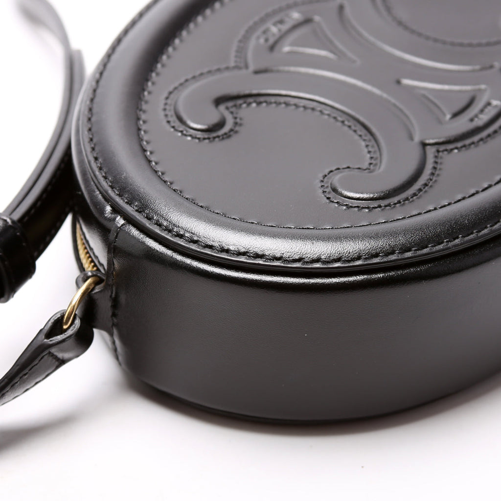 Cuir Triomphe Small Oval Bag Calfskin Black