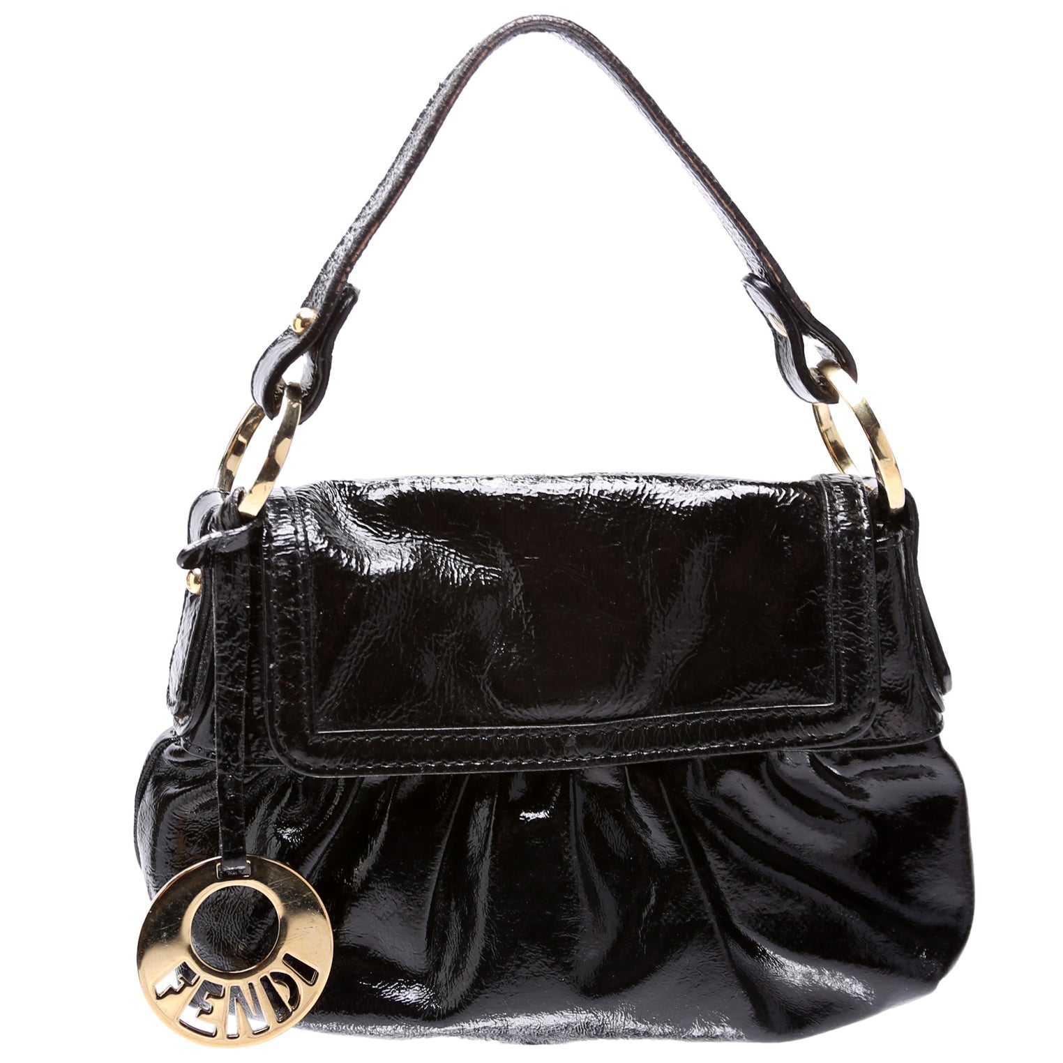 Crinkled Leather Mini Chef Hobo Black