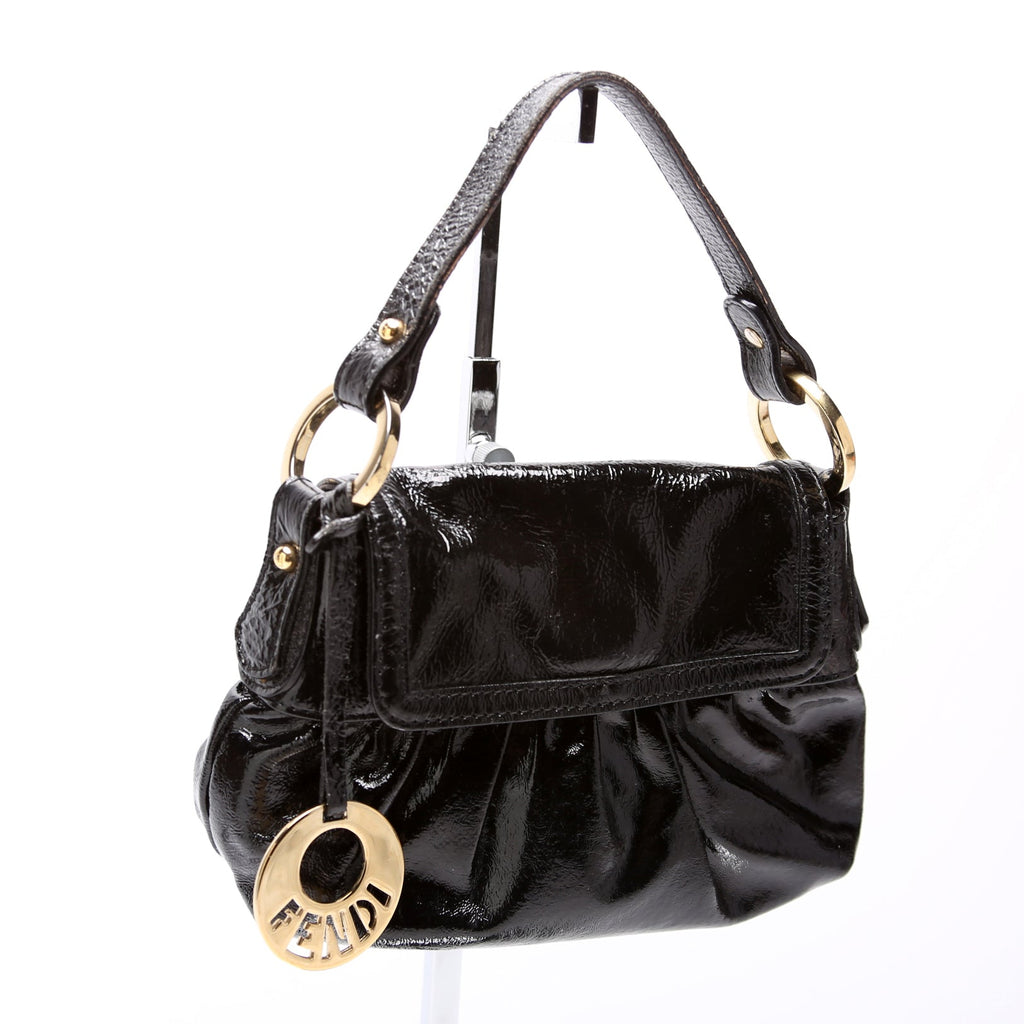 Crinkled Leather Mini Chef Hobo Black