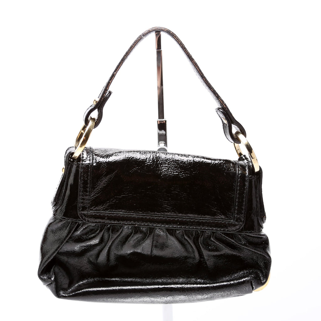 Crinkled Leather Mini Chef Hobo Black
