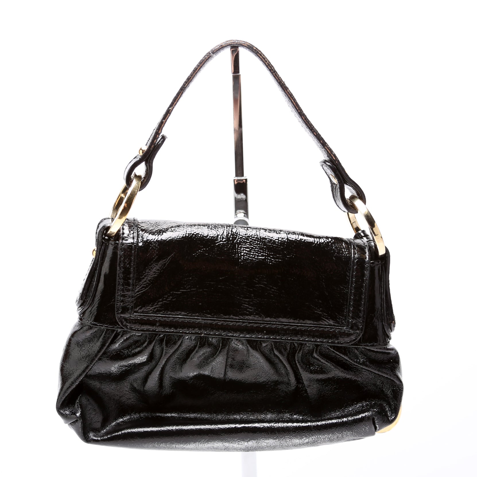 Crinkled Leather Mini Chef Hobo Black