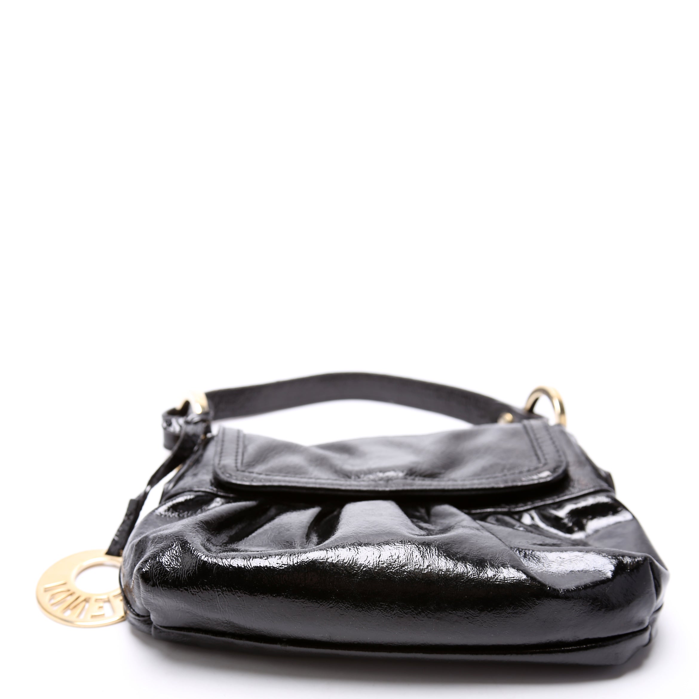 Crinkled Leather Mini Chef Hobo Black