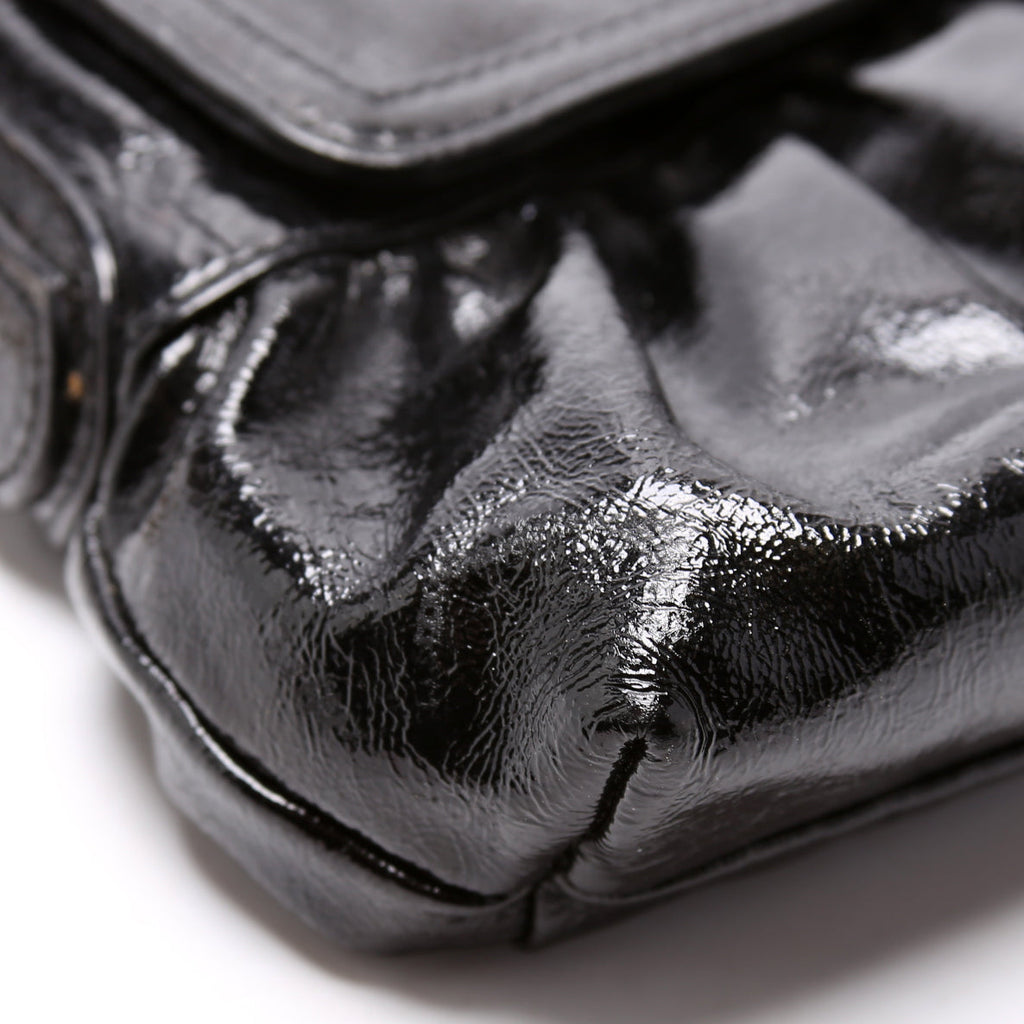 Crinkled Leather Mini Chef Hobo Black