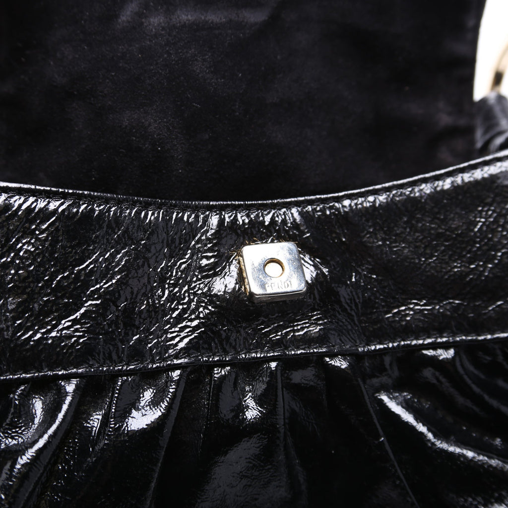 Crinkled Leather Mini Chef Hobo Black