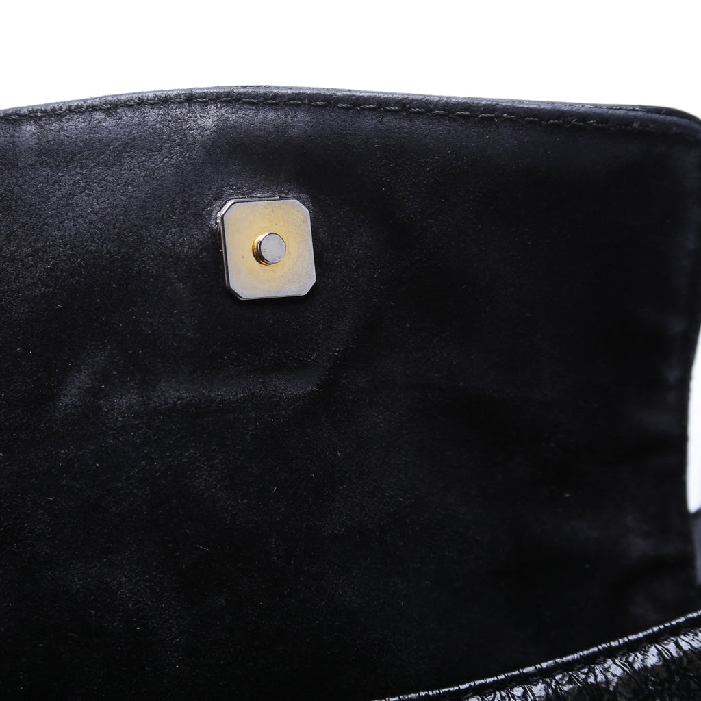 Crinkled Leather Mini Chef Hobo Black