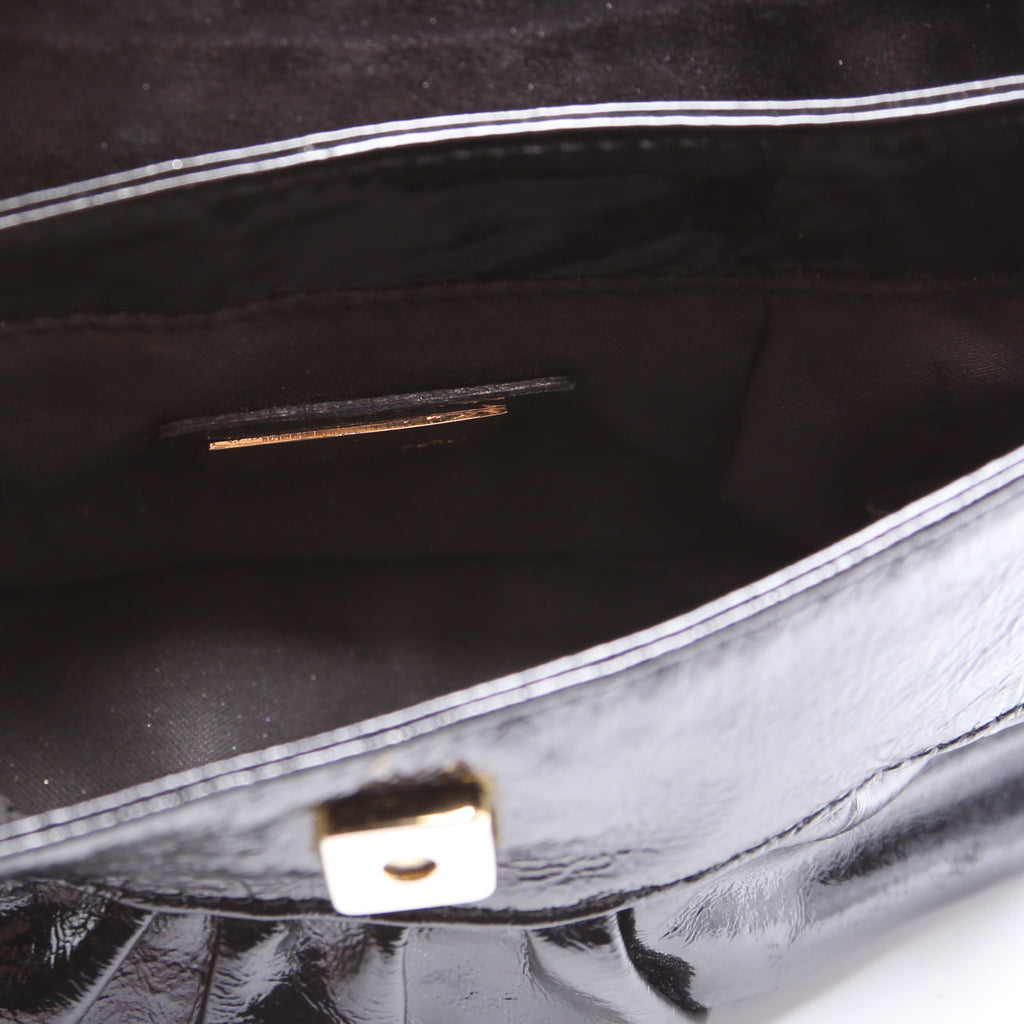 Crinkled Leather Mini Chef Hobo Black