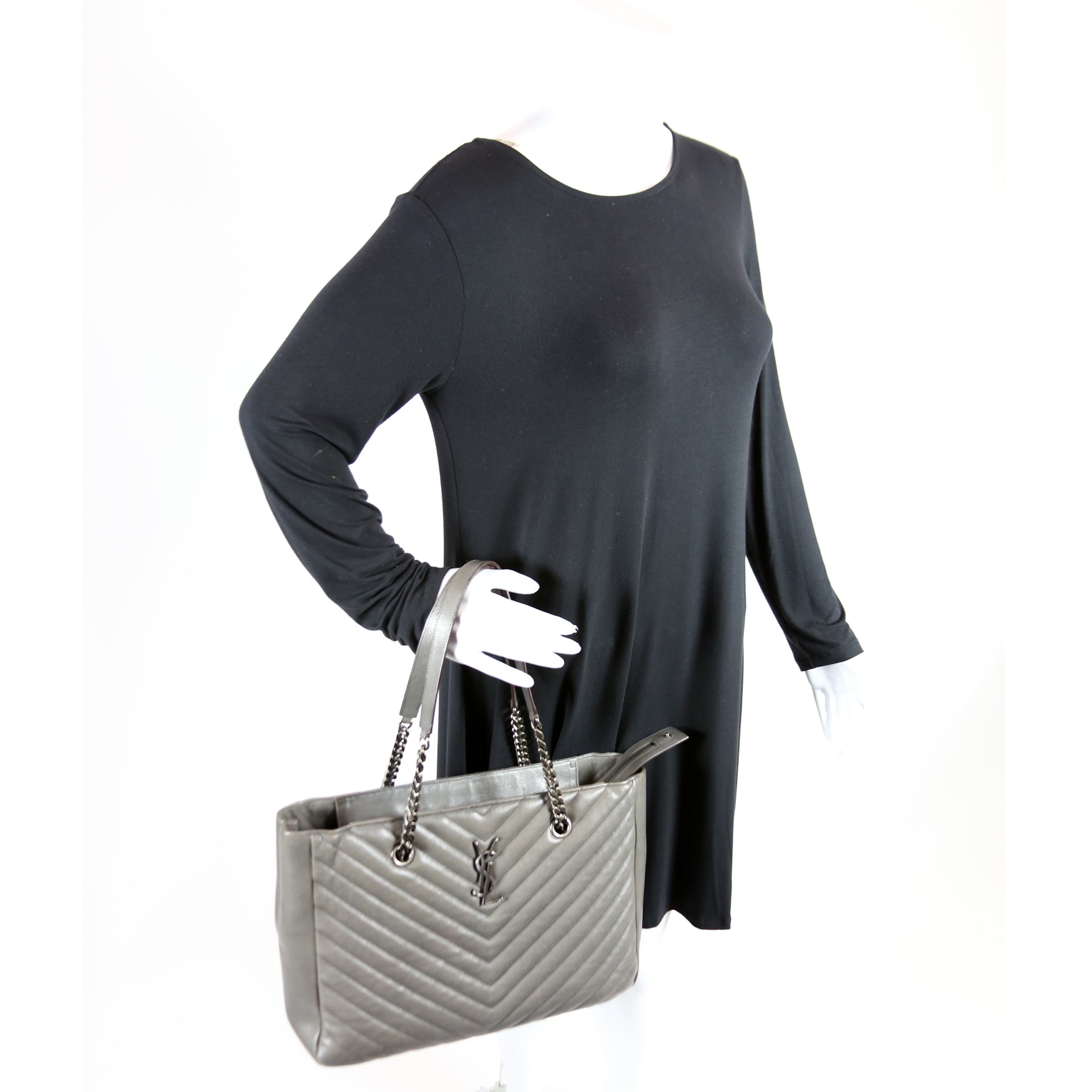 392739 Chevron Large Tote Sheepskin Grey