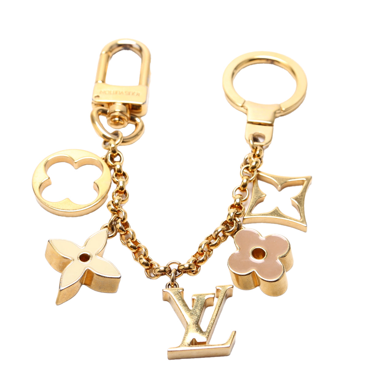 Fluer De Monogram Bag Charm Chain Gold/Multi