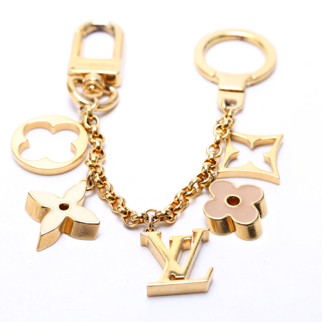 Fluer De Monogram Bag Charm Chain Gold/Multi