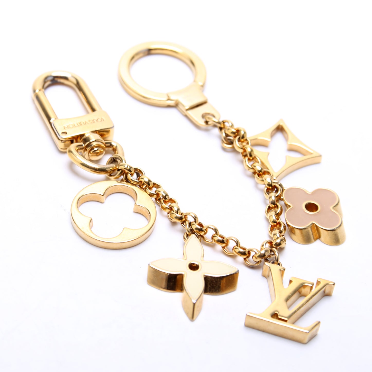 Fluer De Monogram Bag Charm Chain Gold/Multi