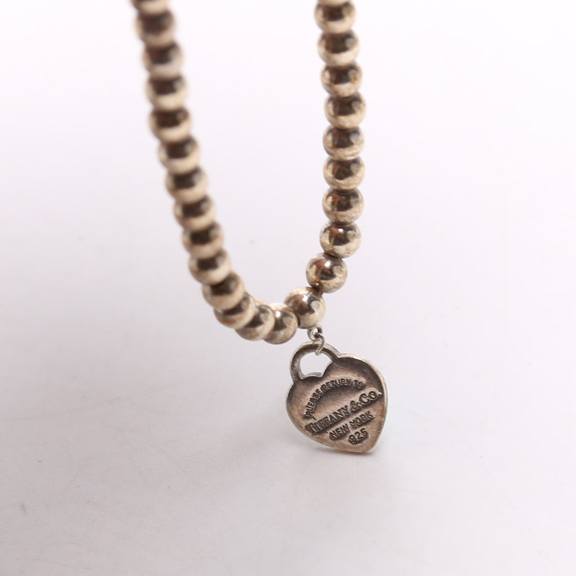 Please Return To Mini Enamel Heart Bead Chain Bracelet 925